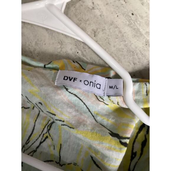 DVF x ONIA Collaboration Tropical Print Short Sleeve Kimono/Beach Cover-Up M/L - Picture 3 of 3